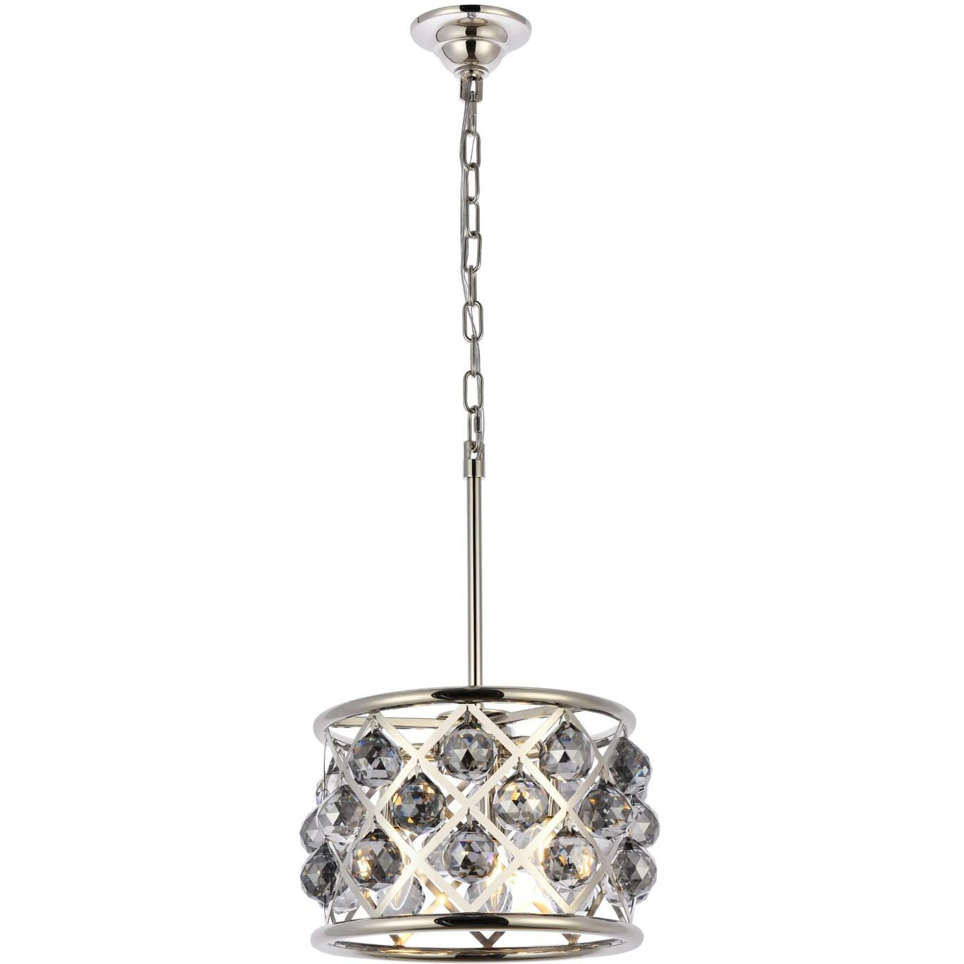 Elegant Lighting 1214D12PN-SS/RC Madison Collection 3-Light Pendant Lamp with Royal Cut, 12  Depth x 9  Height, Polished Nickel Finish, Silver Shade