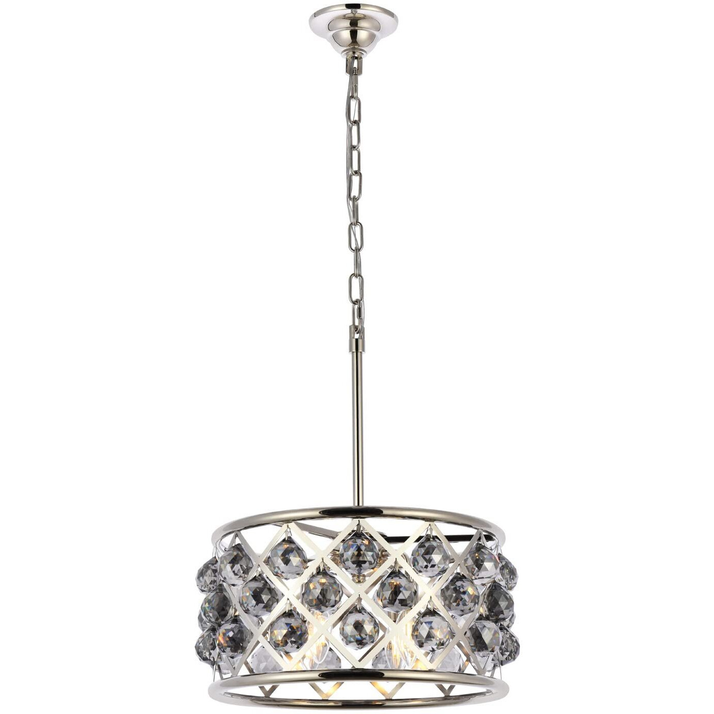 Elegant Lighting 1214D16PN-SS/RC Madison Collection 4-Light Pendant Lamp with Royal Cut, 16  Depth x 9  Height, Polished Nickel Finish, Silver Shade