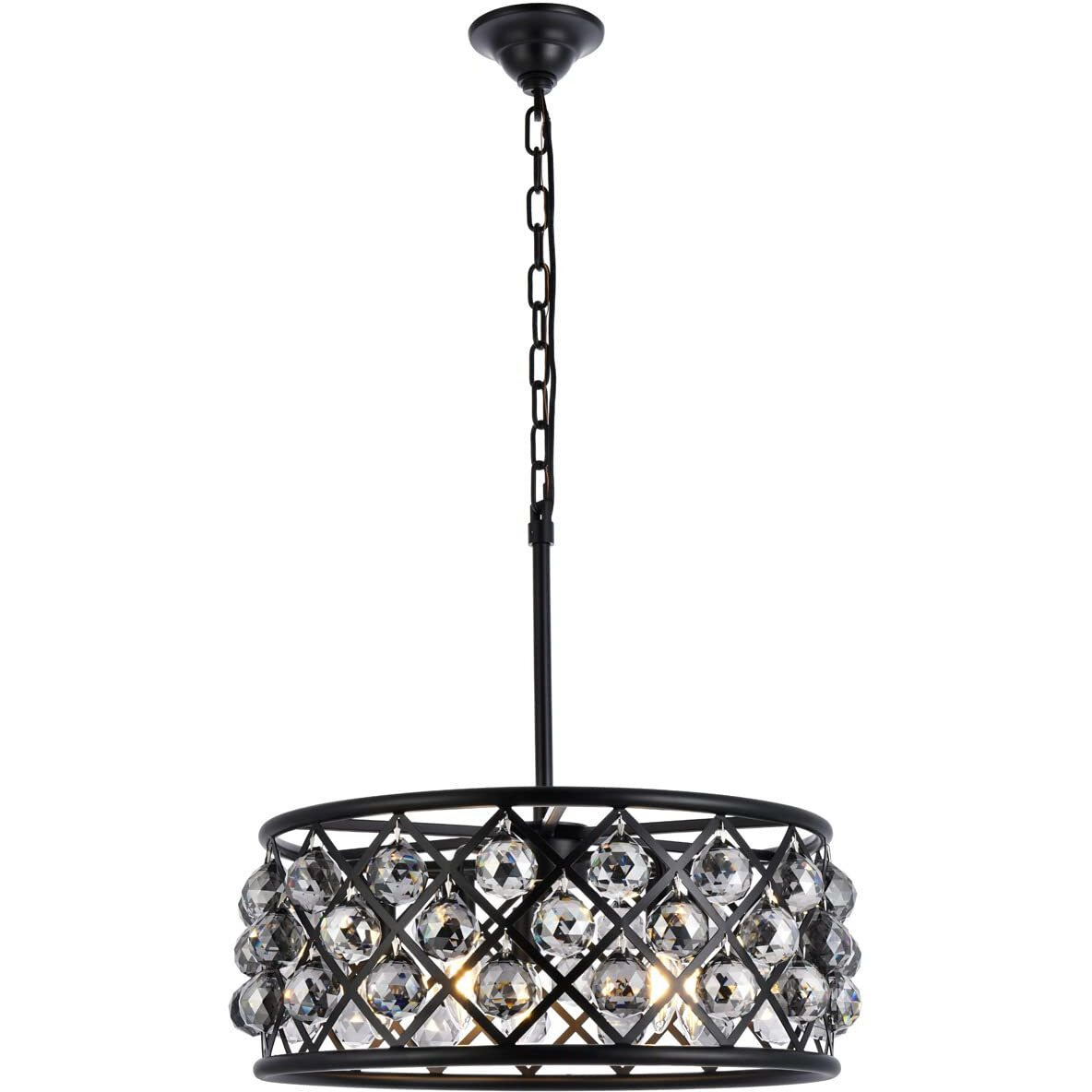 Elegant Lighting 1214D20MB-SS/RC Madison Collection 5-Light Pendant Lamp with Royal Cut, 20  Depth x 9  Height, Mocha Brown Finish, Silver Shade