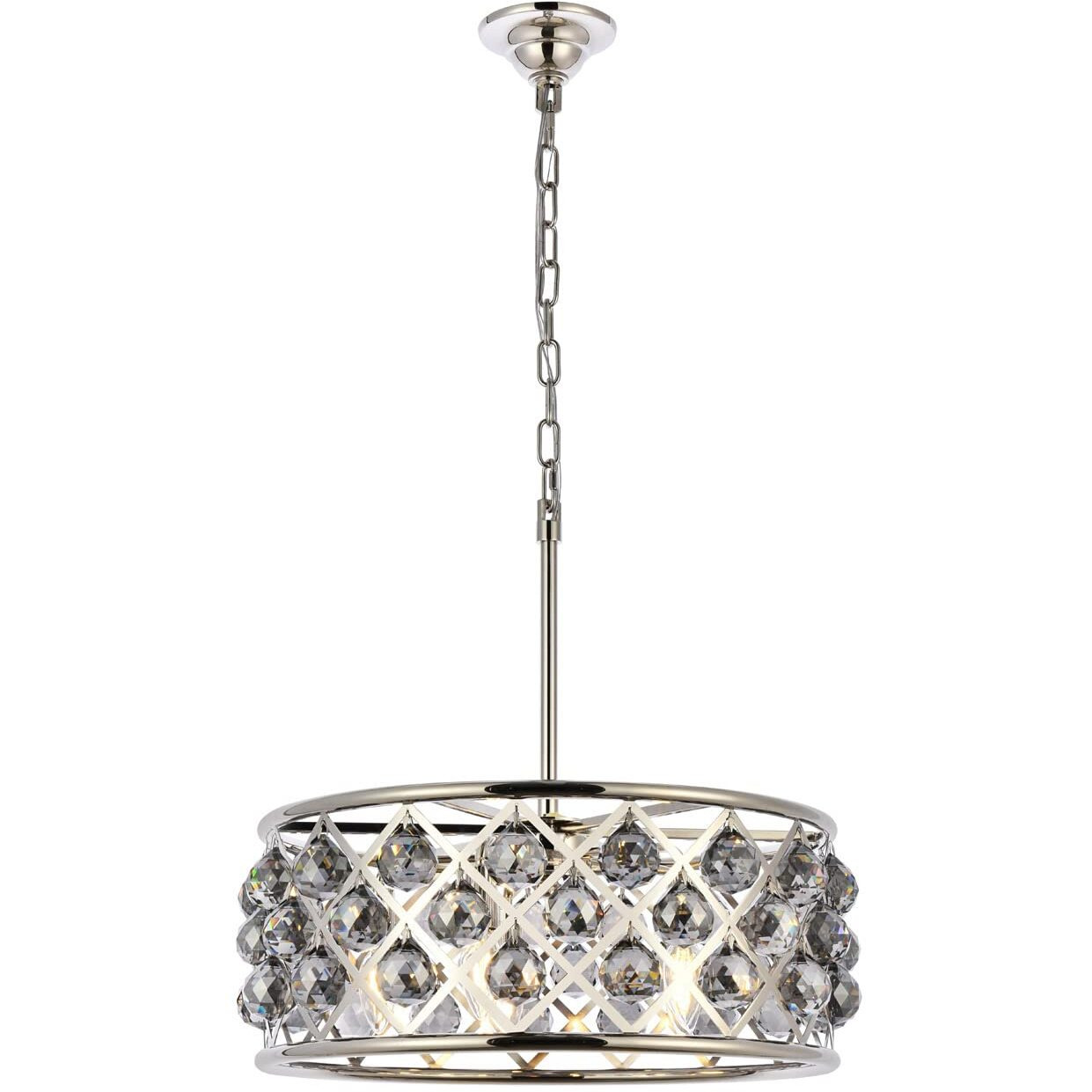 Elegant Lighting 1214D20PN-SS/RC Madison Collection 5-Light Pendant Lamp ith Royal Cut, 20  Depth x 9  Height, Polished Nickel Finish, Silver Shade