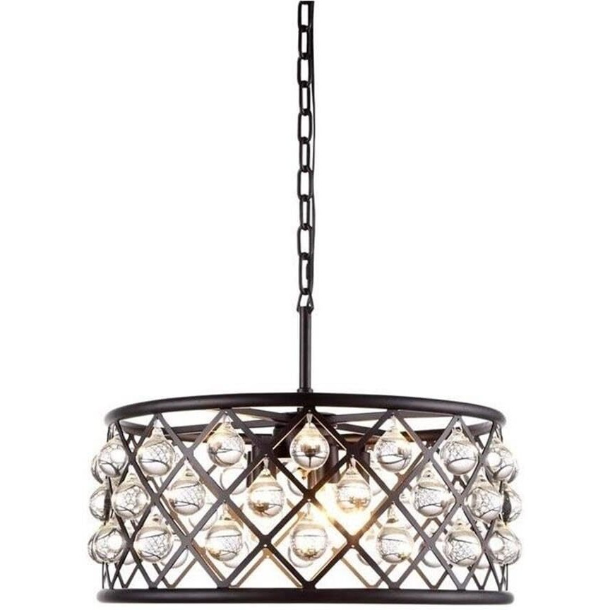 Elegant Lighting 1213D20MB/RC Madison Collection 5-Light Pendant Lamp with Royal Cut, 20  Depth x 9  Height, Mocha Brown Finish, Crystal