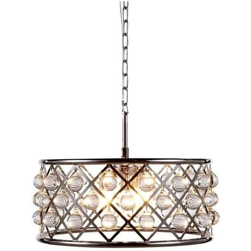 Elegant Lighting 1213D20PN/RC Madison Collection 5-Light Pendant Lamp with Royal Cut, 20  Depth x 9  Height, Polished Nickel Finish, Crystal