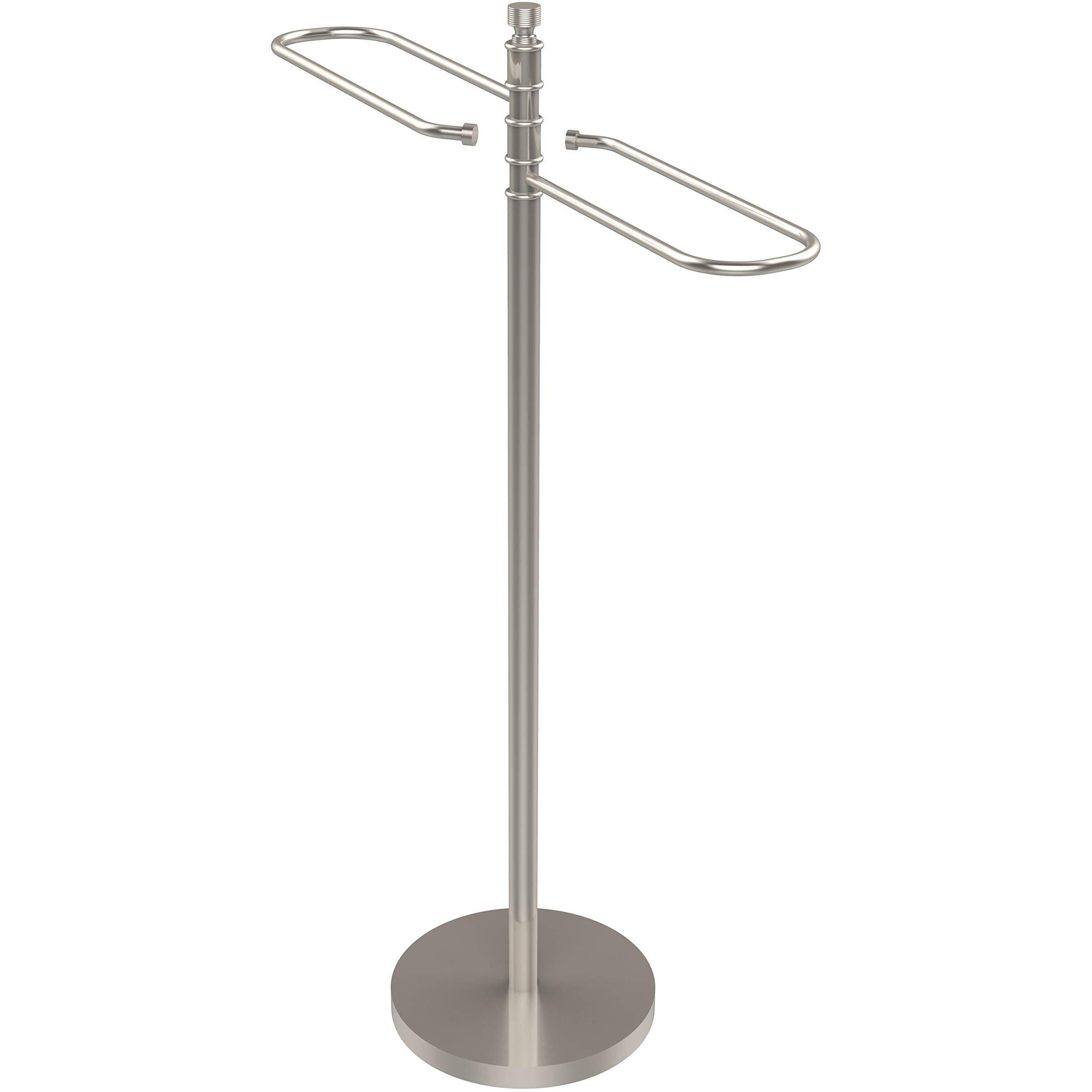 Allied Brass TS-8-SN Contemporary Free Floor Bath Valet Towel Stand, Satin Nickel