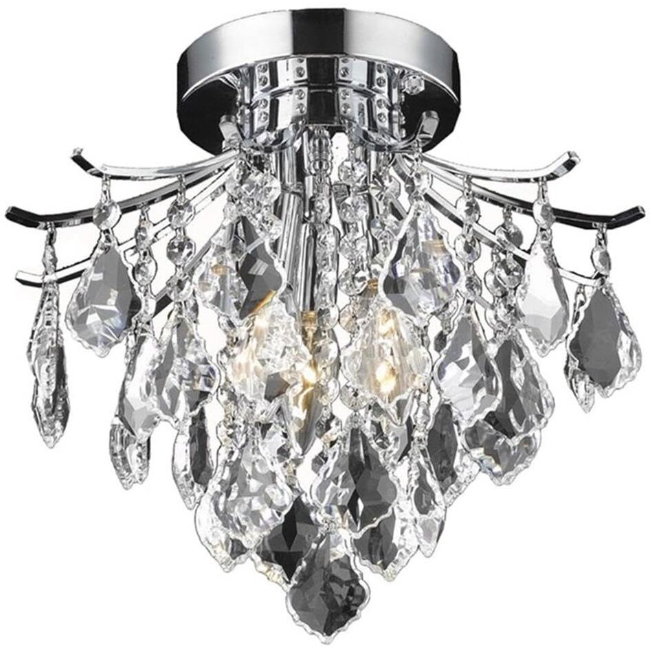 Elegant Lighting Living District Indoor Modern Home Decor Bright Amelia Collection Flush Mount D12in H12in Lt3 Chrome Finish