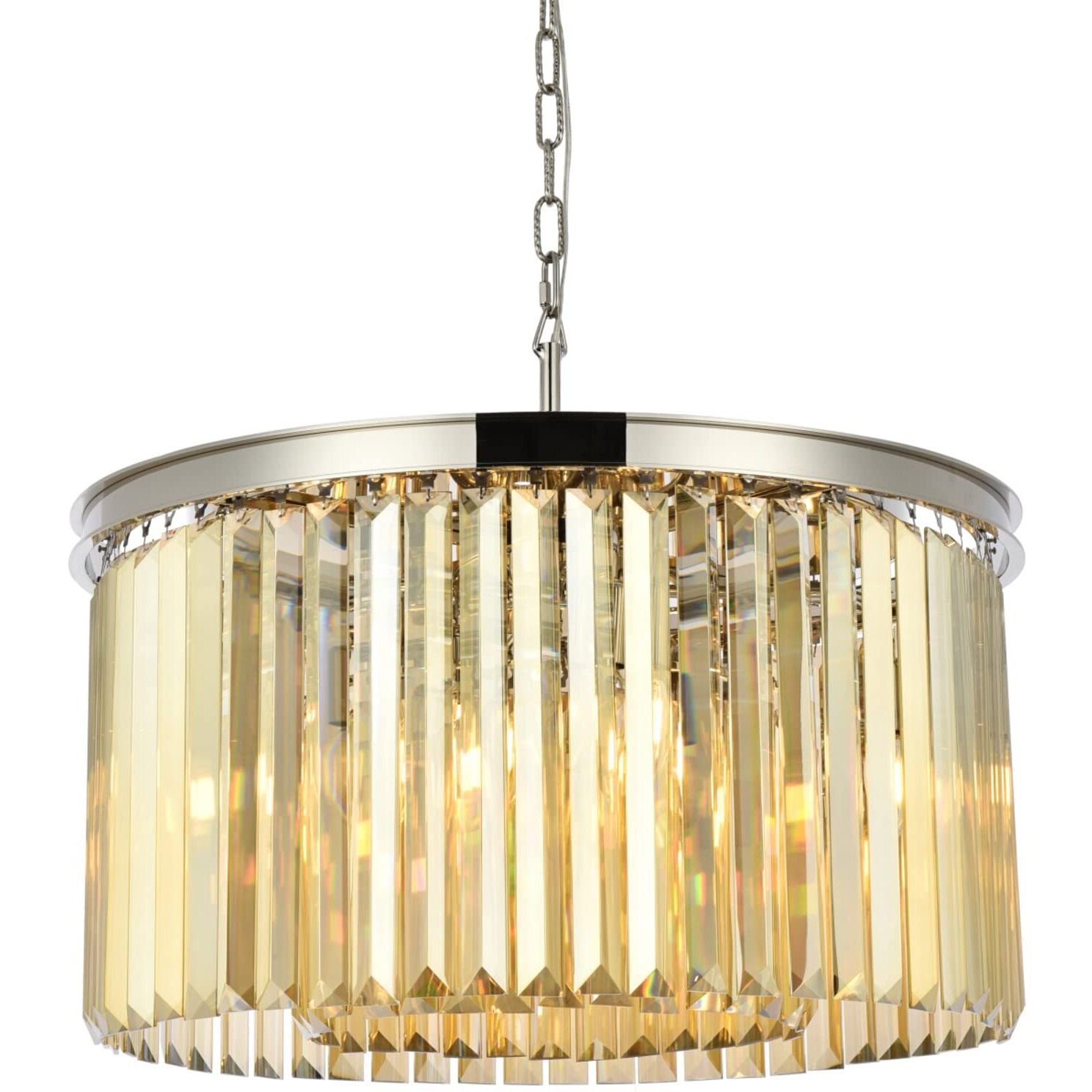 Elegant Lighting Sydney 8 Lt Polished Nickel Chandelier Golden Teak