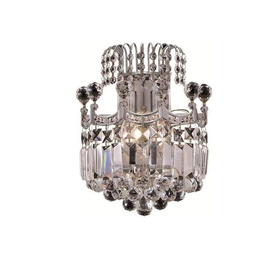 Elegant Lighting Corona - To Light Wall Sconce-Chrome Finish-Royal Cut Crystal Type