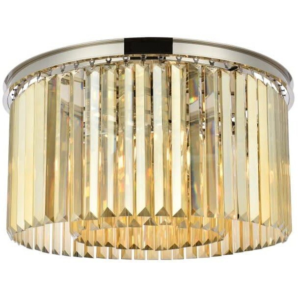 Elegant Lighting Sydney 8 Lt Polished Nickel Flush Mount Golden Teak