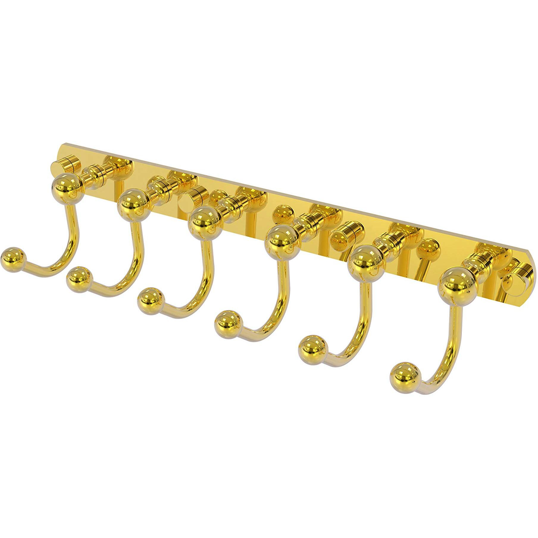 Allied Brass P1020-6 Prestige Skyline Collection 6 Position Tie and Belt Rack Decorative Hook, Polished Brass