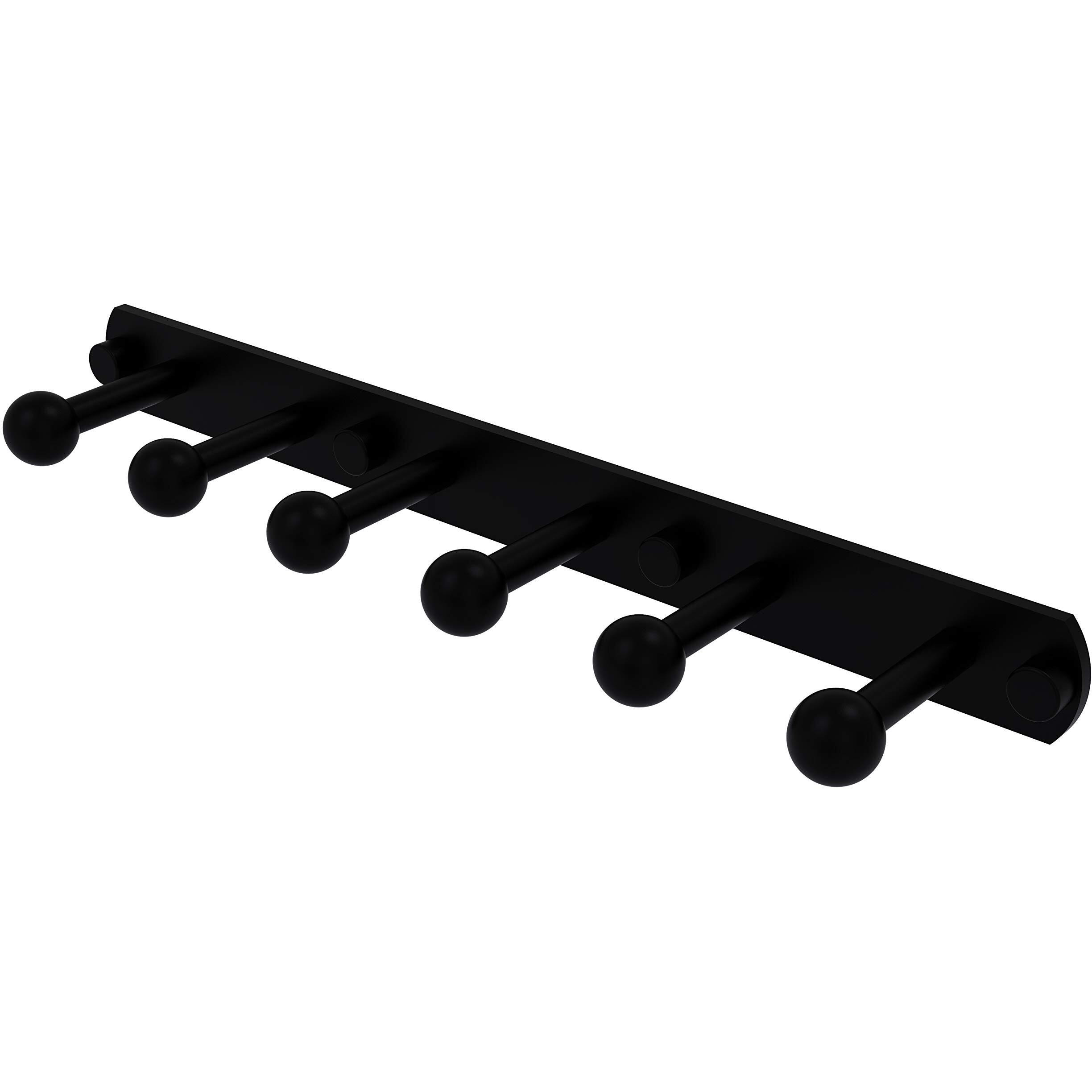 Allied Brass P1000-20-6 Prestige Skyline Collection 6 Position Tie and Belt Rack Decorative Hook, Matte Black