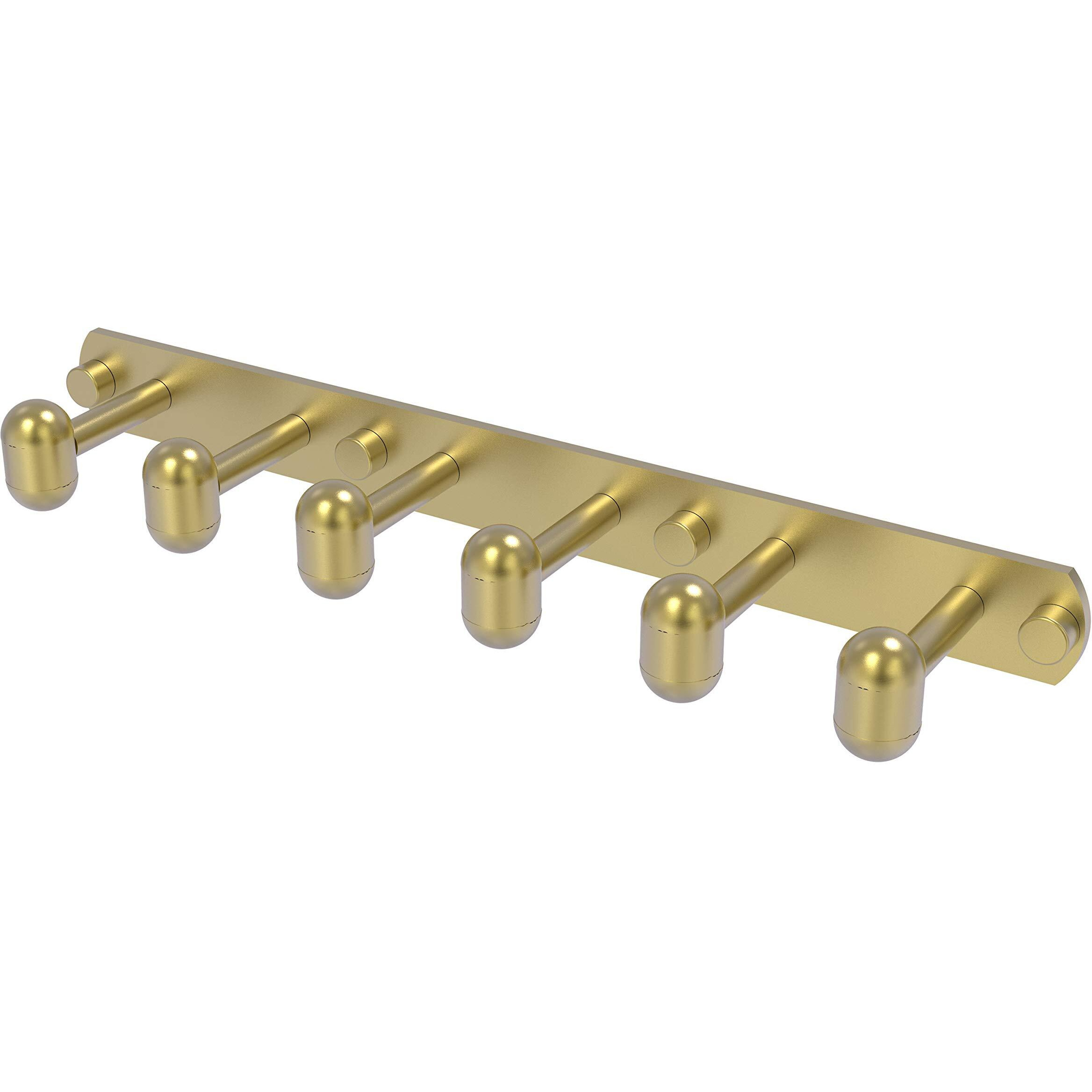 Allied Brass TA-20-6 Tango Collection 6 Position Tie and Belt Rack Decorative Hook, Satin Brass