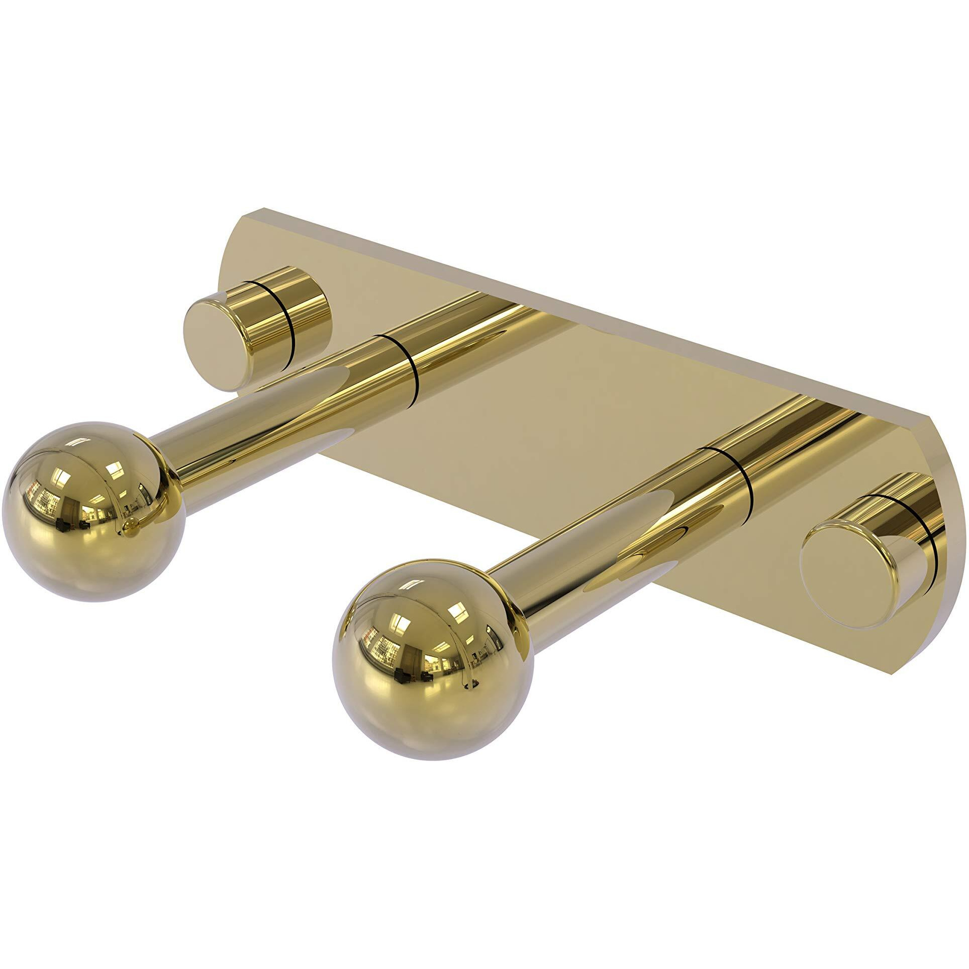 Allied Brass P1000-20-2 Prestige Skyline Collection 2 Position Multi Peg Decorative Hook, Unlacquered Brass