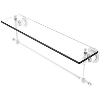 Allied Brass AP-1TB/22 Astor Place 22 Inch Vanity Integrated Towel Bar Glass Shelf, Matte White