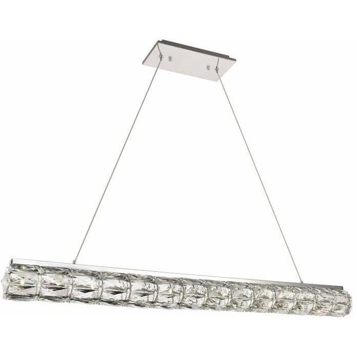 Elegant Decor Indoor Modern Valetta Integrated LED chip Light Chrome Chandelier Clear Royal Cut Crystal - 42.5x3.7x3.9