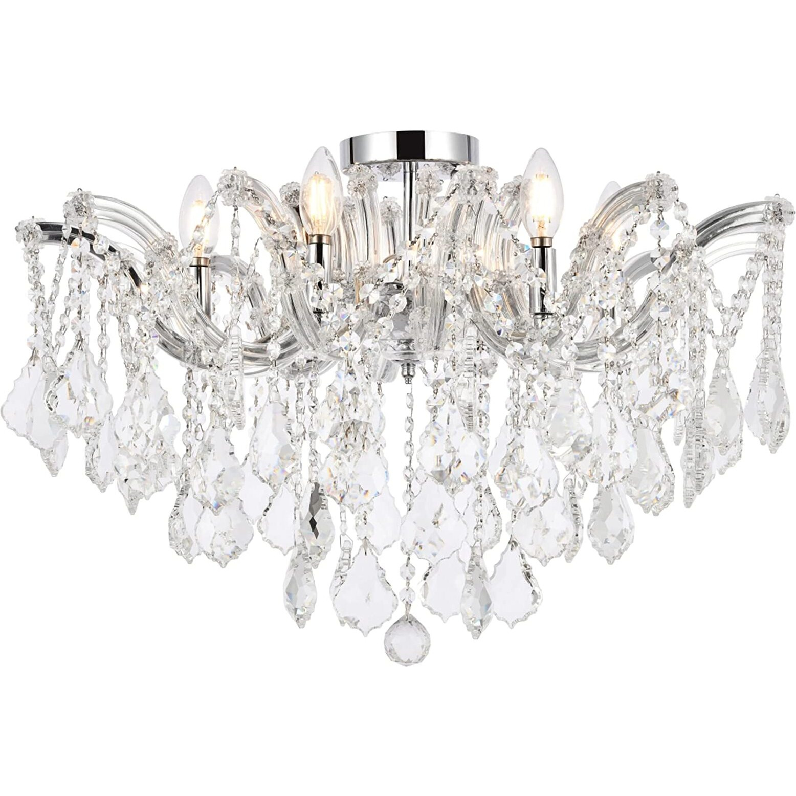 Elegant Lighting Maria Theresa 6 Light Royal Cut Semi Flush Mount in Chrome