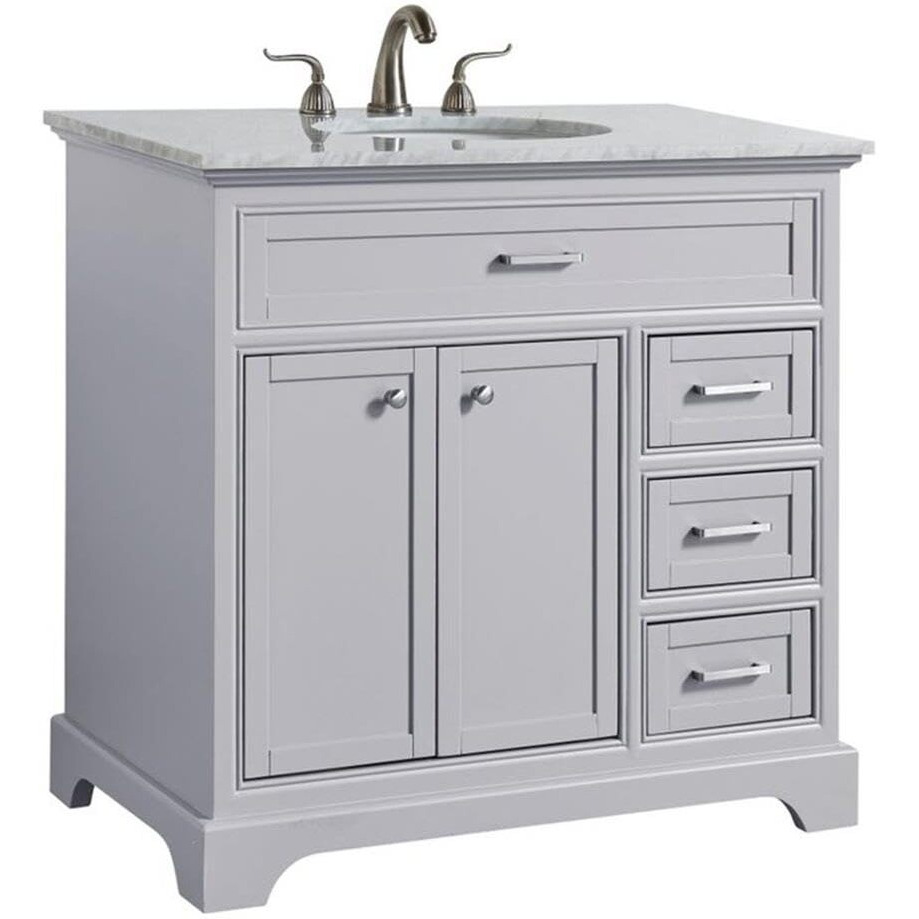 Elegant Kitchen and Bath 36 inch Single Bathroom Vanity Cabinet Set - Light Grey