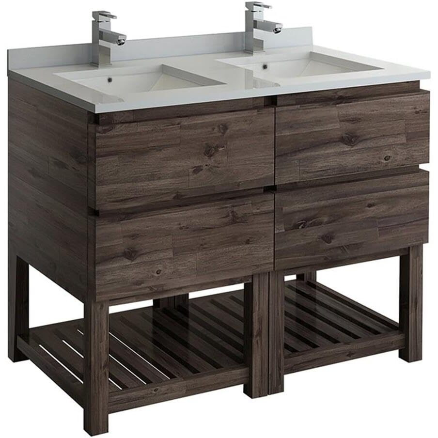 Fresca Formosa 48  Floor Standing Open Bottom Double Sink Modern Bathroom Cabinet w/Top & Sinks