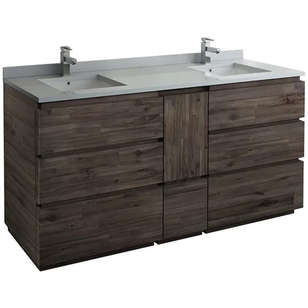 Fresca FCB31-301230AC-FC-CWH-U Formosa 72  Floor Standing Double Sink Modern Bathroom Cabinet with Top & Sink