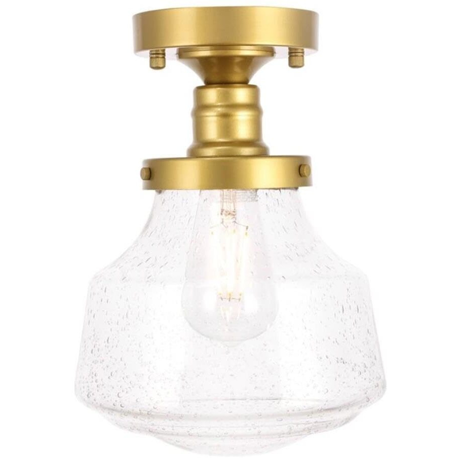 Living District Lyle 1-Light Metal & Glass Flush Mount in Brass/Clear