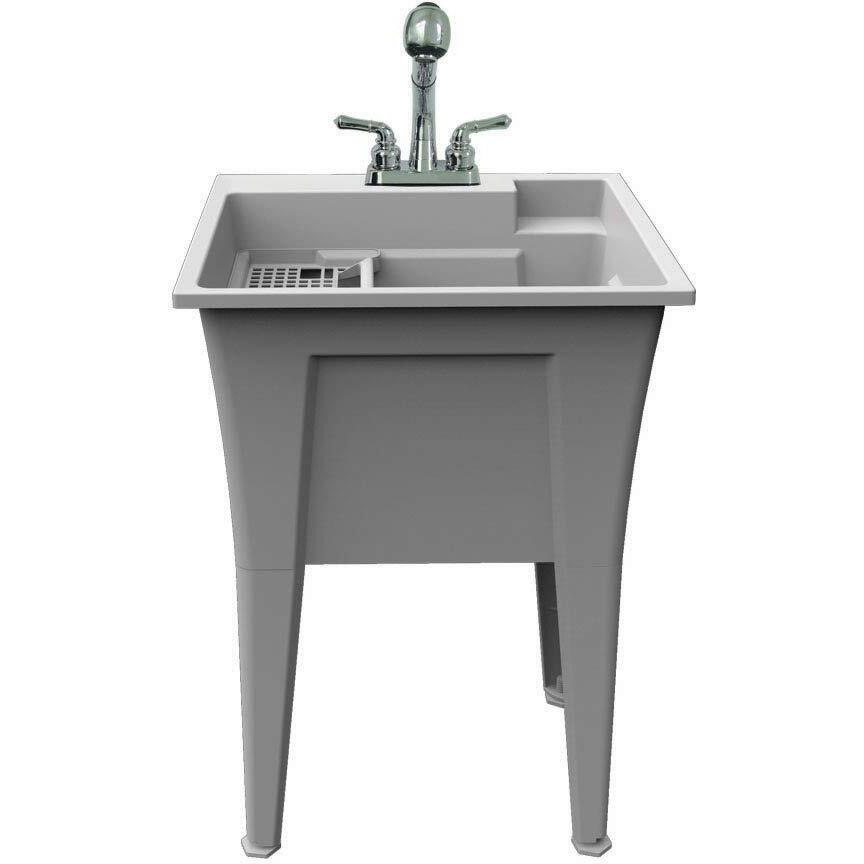 Dalary Modern Heavy Duty Polypropylene Laundry Tub Kit with Faucet 24