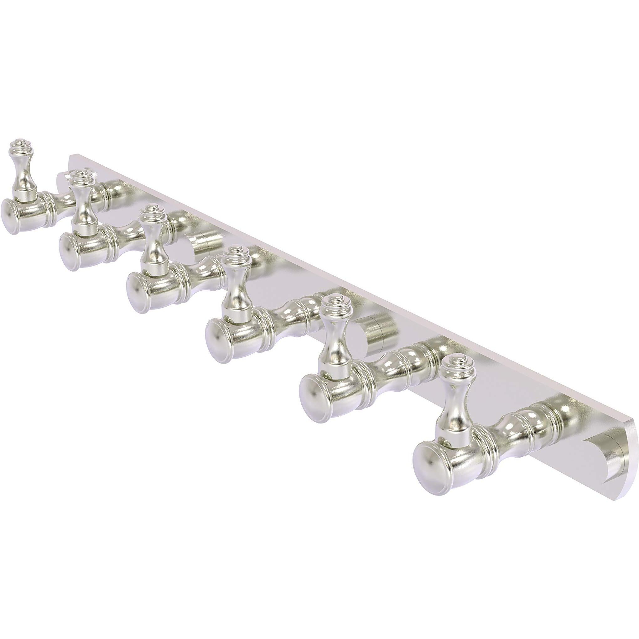 Allied Brass CL-20-6 Carolina Collection 6 Position Tie and Belt Rack Decorative Hook, Satin Nickel