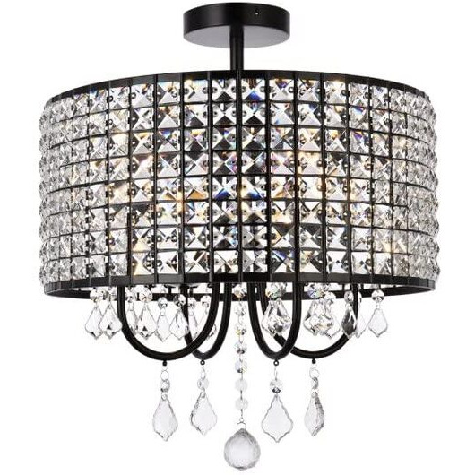 Living District Elise 4-Light Transitional Metal Flush Mount in Black