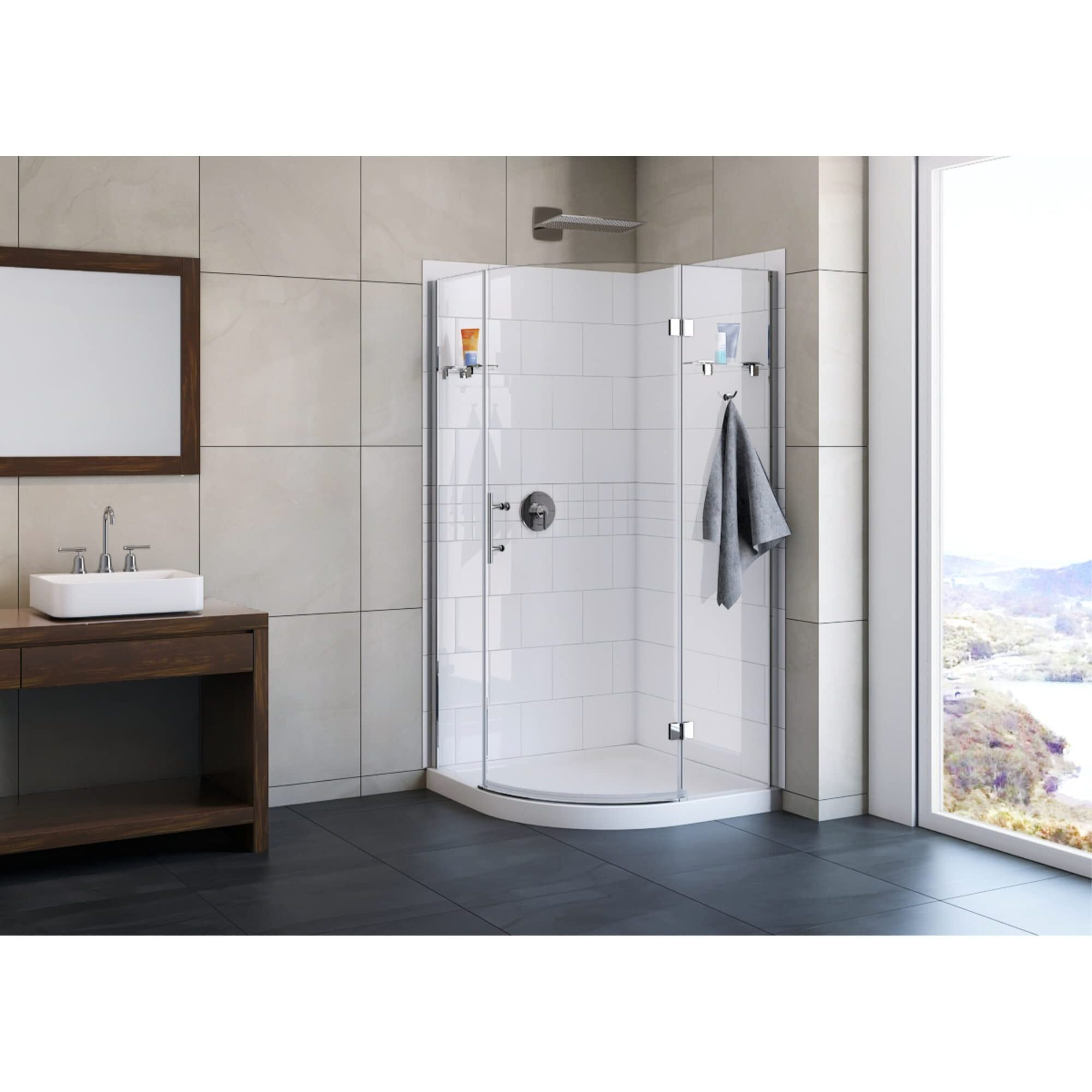 A & E Risco 38  Neo Round Shower with Tiled Walls