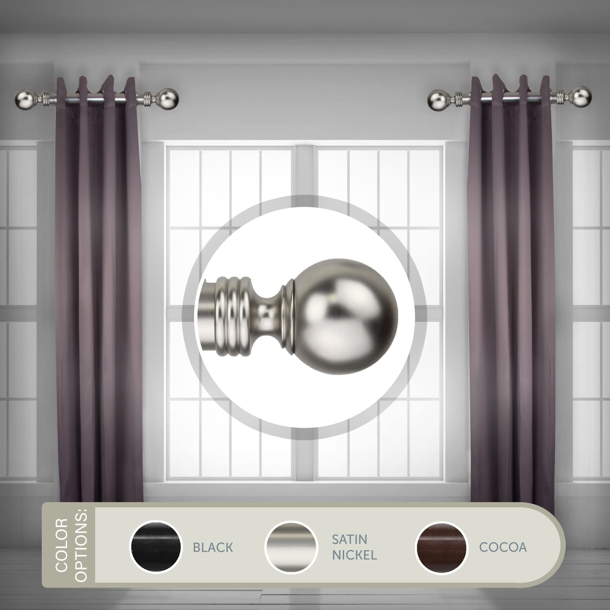 Rod Astamoda Archie 1.5  Dia. Side Curtain 12-20 inch Long (Set of 2) - Satin Nickel