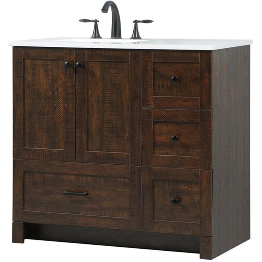 Elegant Decor Soma 36  Aluminum MDF Single Bathroom Vanity in Expresso