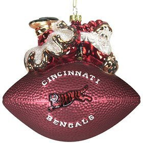 SC SPORTS NFL Cincinnati Bengals Ornament 5 1/2  Peggy Abrams Glass Football, Team Color, One Size