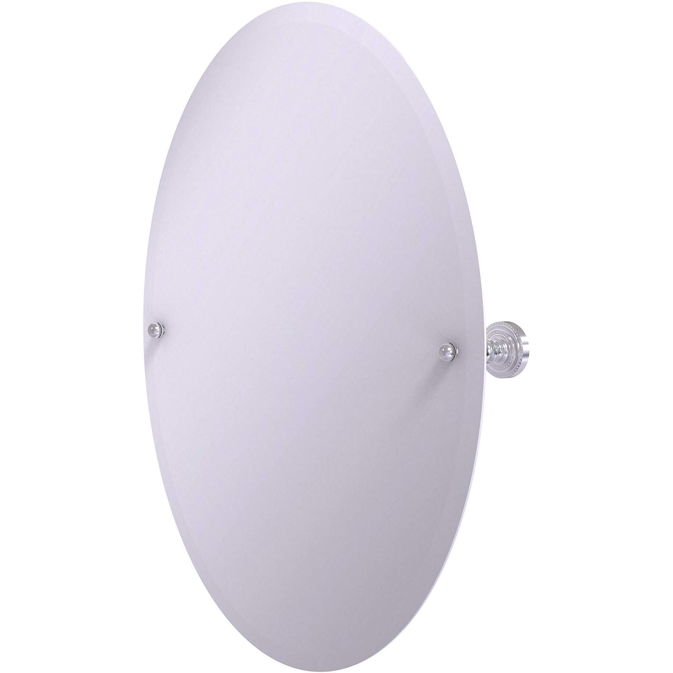 Allied Brass DT-91 Frameless Oval Tilt Beveled Edge Wall Mirror, Satin Chrome