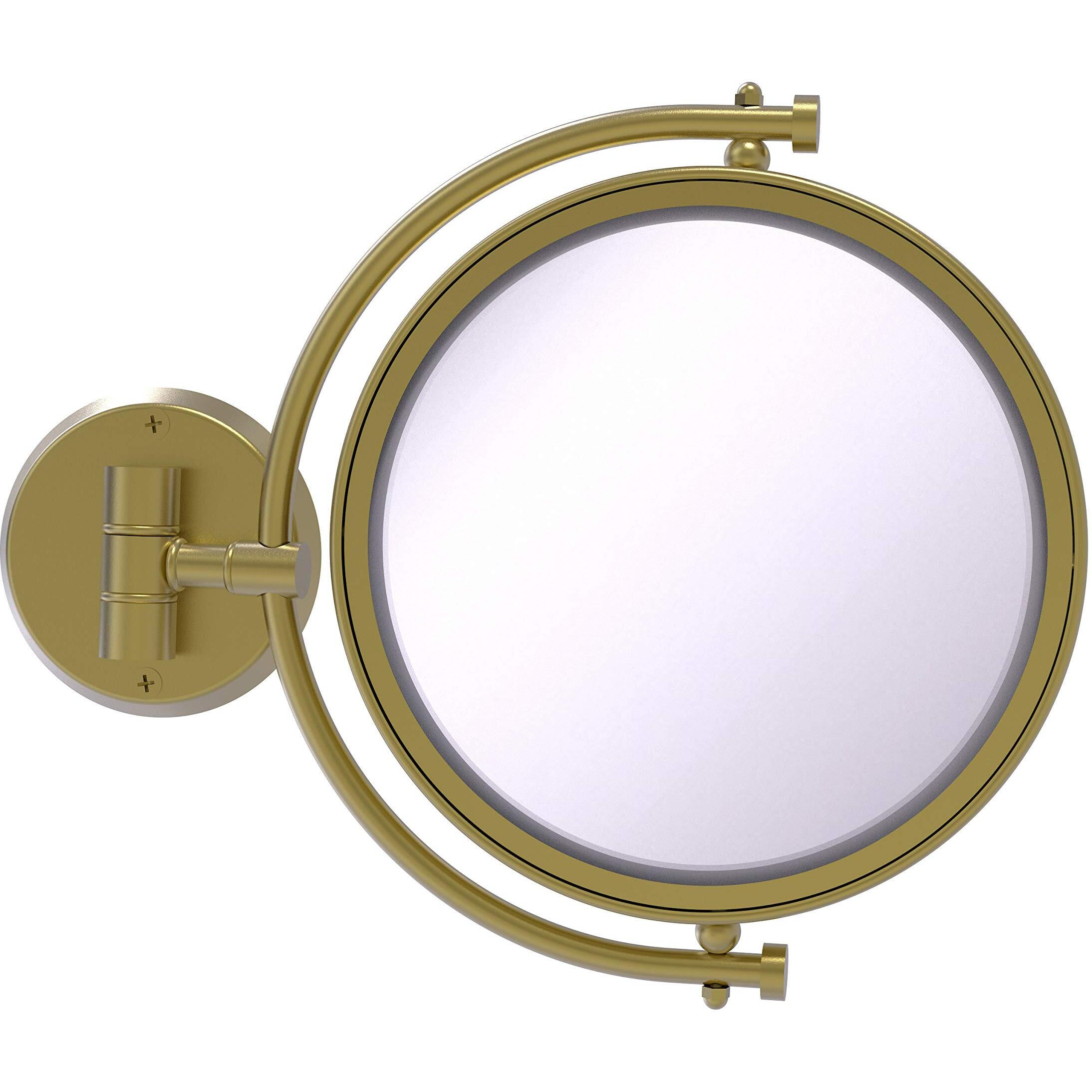 Allied Brass WM-4/2X 8 Inch Wall Mounted 2X Magnification Make-Up Mirror, Satin Brass