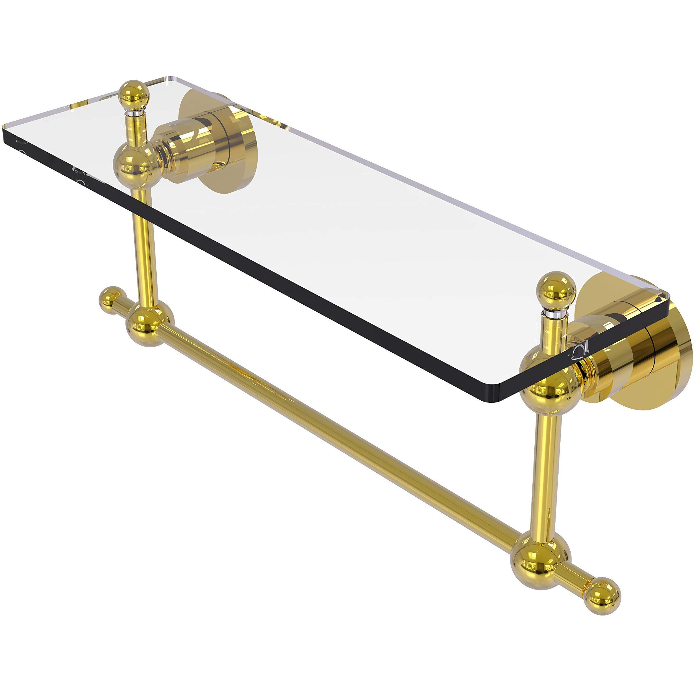 Allied Brass AP-1TB/16-PB Glass Shelf with Towel Bar, 16-Inch x 5-Inch