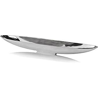 Modern Day Accents 8453 Barco Long Boat, Silver, Aluminum, Popular, Bowl, Tray, Tabletop, Centerpiece, Modern, Accent, Accessory, Dcor, Home, Office, Filler, Glam, 31.5 x 5 x 4