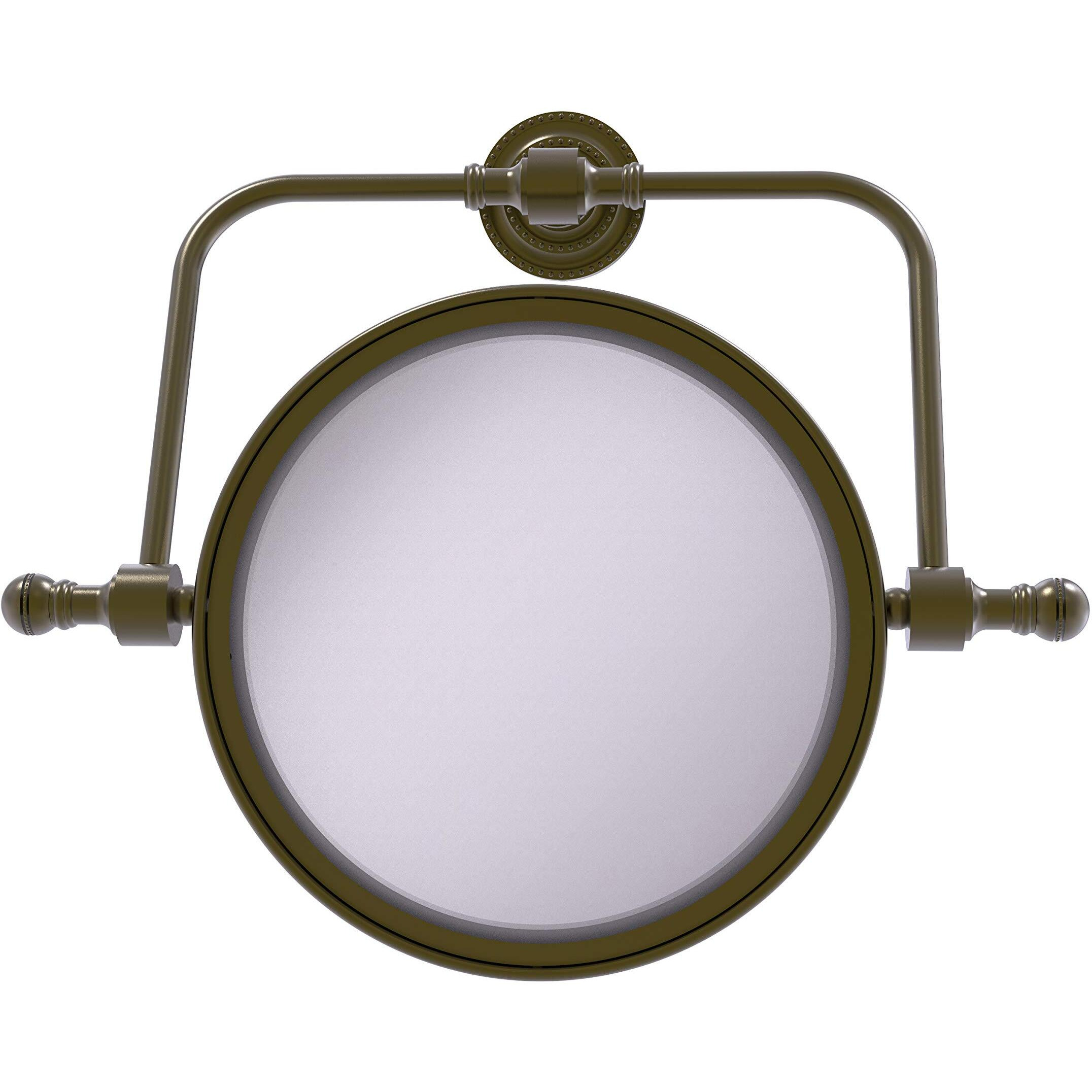 Allied Brass RDM-4/3X Retro Dot Collection Wall Mounted Swivel 8 Inch Diameter with 3X Magnification Make-Up Mirror, Antique Brass