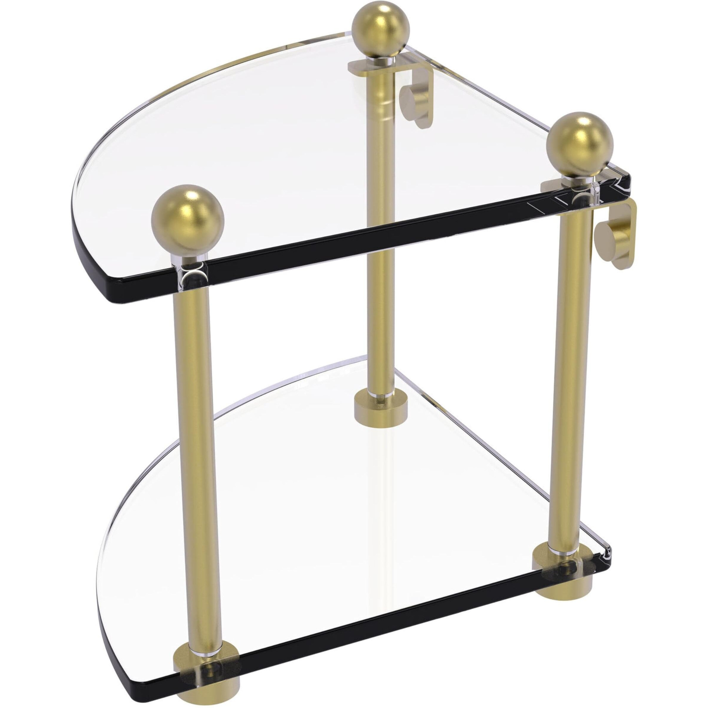 Allied Brass PR-3-SBR Two Tier Corner Glass Shelf, Satin Brass