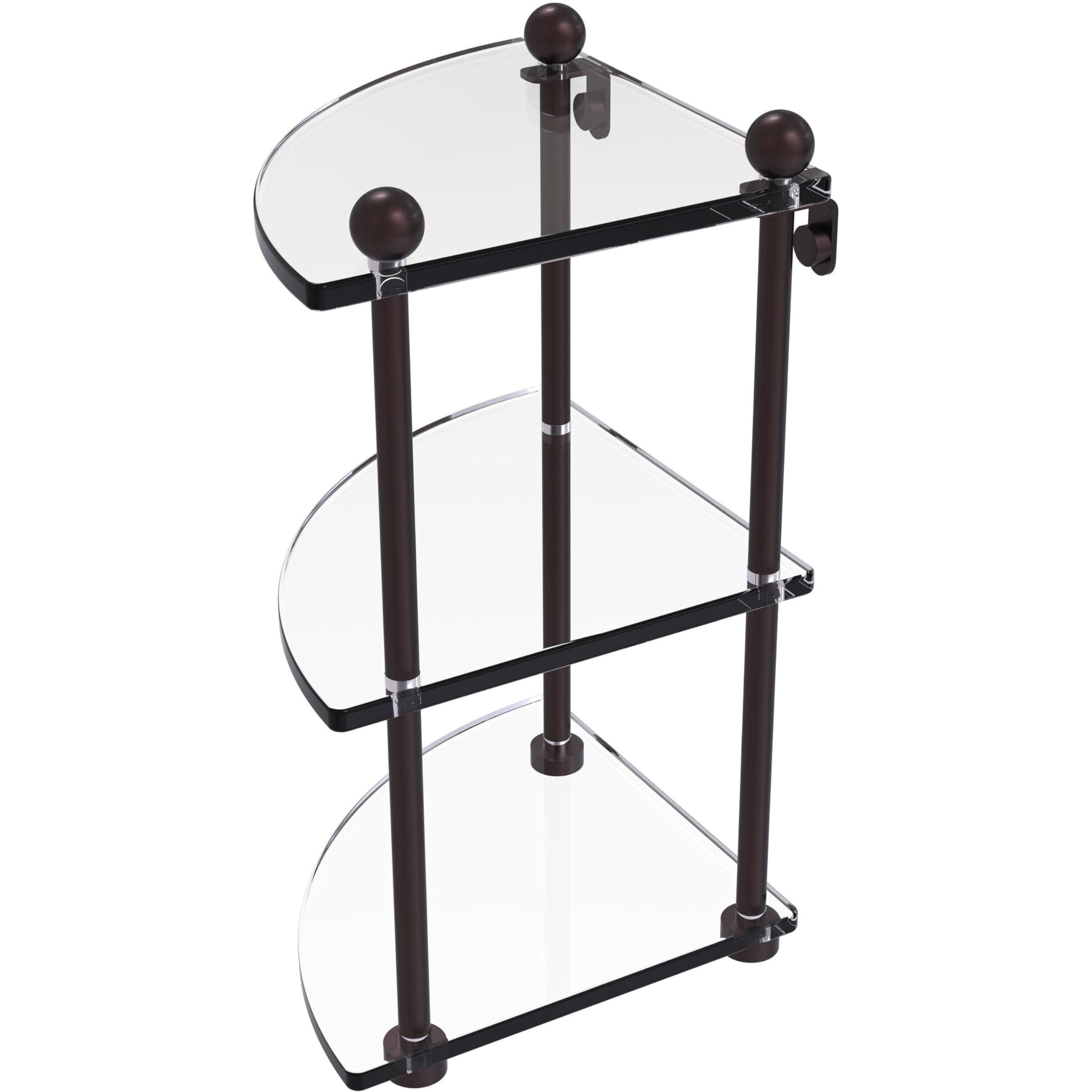 Allied Brass PR-6-ABZ Three Tier Corner Glass Shelf, Antique Bronze