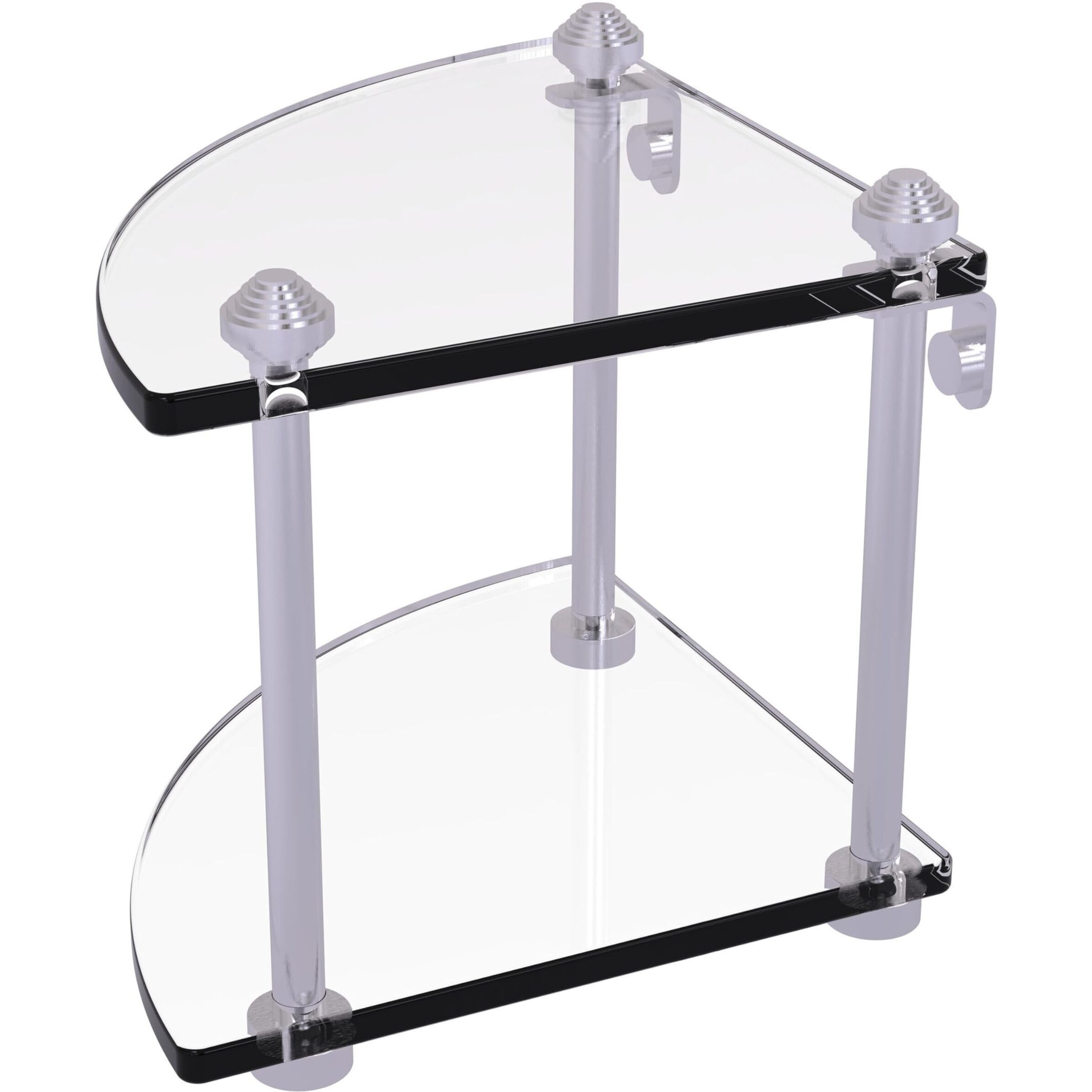 Allied Brass SB-3-SCH Southbeach Collection Two Tier Corner Glass Shelf, Satin Chrome