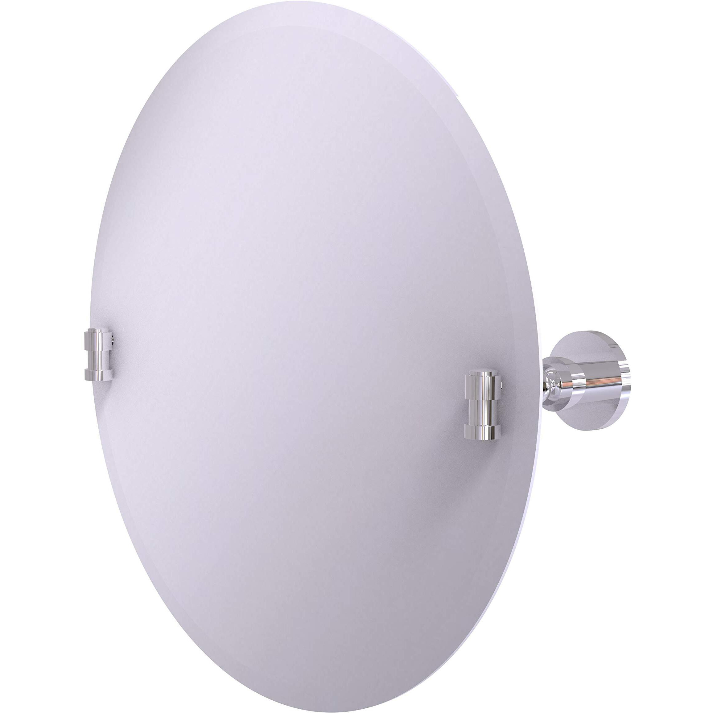 Allied Brass WS-90 Frameless Round Tilt Beveled Edge Wall Mirror, Polished Chrome