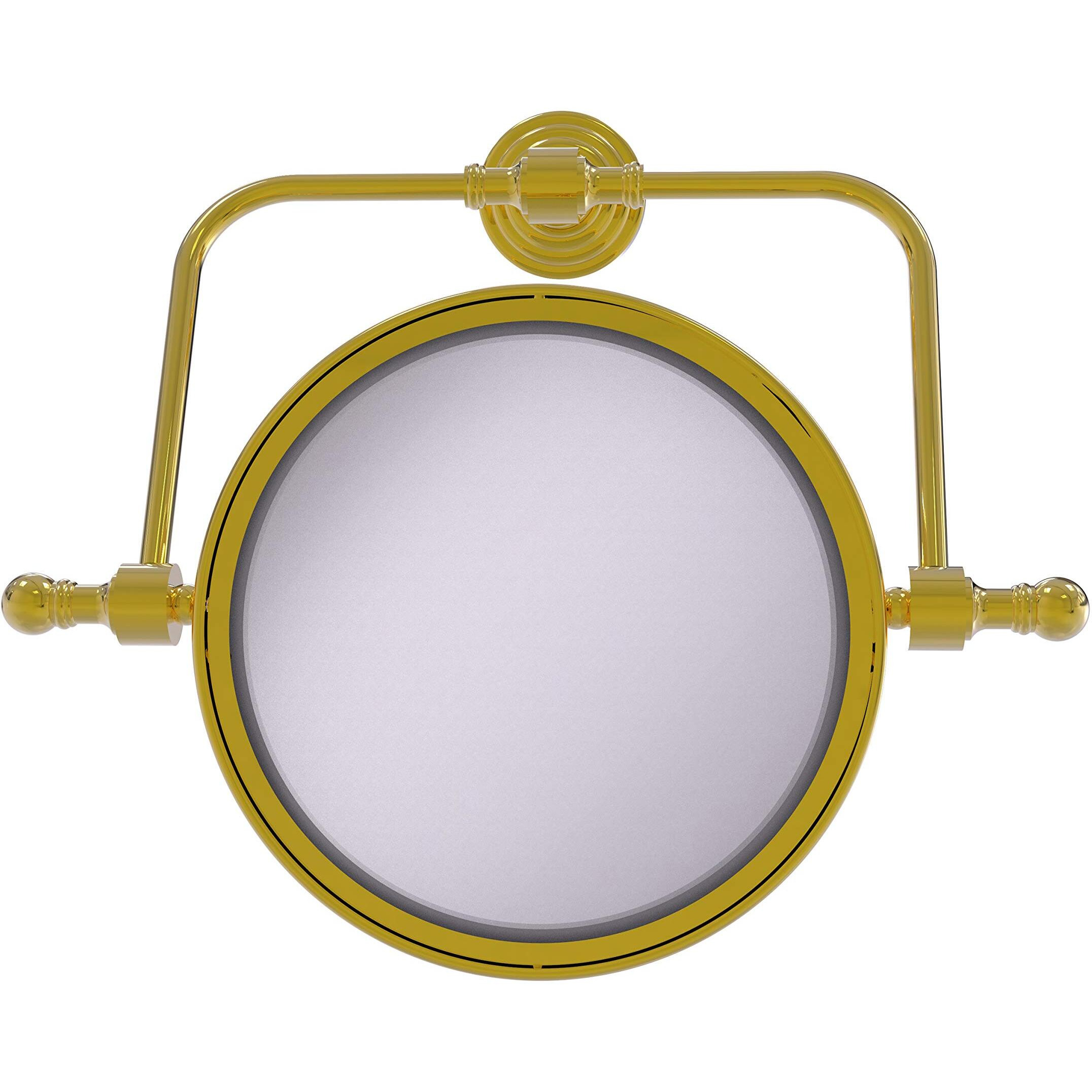 Allied Brass RWM-4/5X Retro Wave Collection Wall Mounted Swivel 8 Inch Diameter with 5X Magnification Make-Up Mirror, Polished Brass