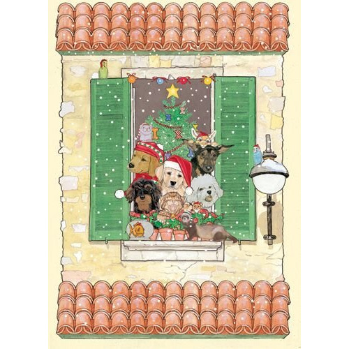 Pipsqueak Productions C993 Mix Dog With Cat Holiday Boxed Cards