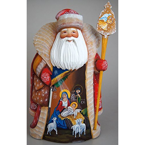 G. Debrekht Carved Wood and Hand-Painted Message of Faith Santa, 10