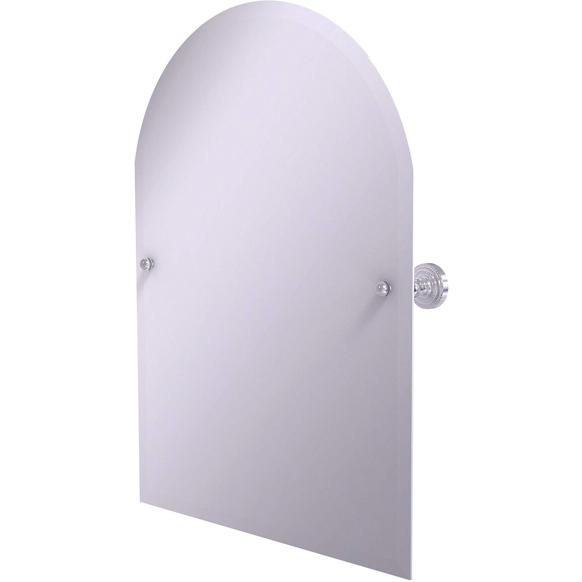 Allied Brass DT-94 Frameless Arched Top Tilt Beveled Edge Wall Mirror, Satin Chrome