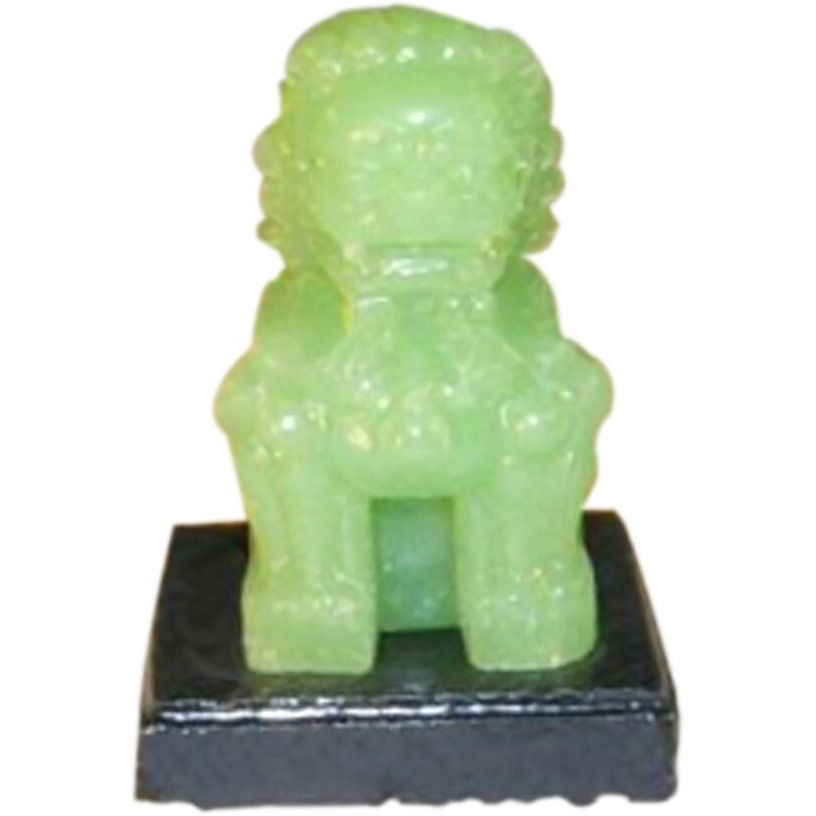 Bonsaiboy Miniature Glass Chinese Foo Lion with Wooden Stand