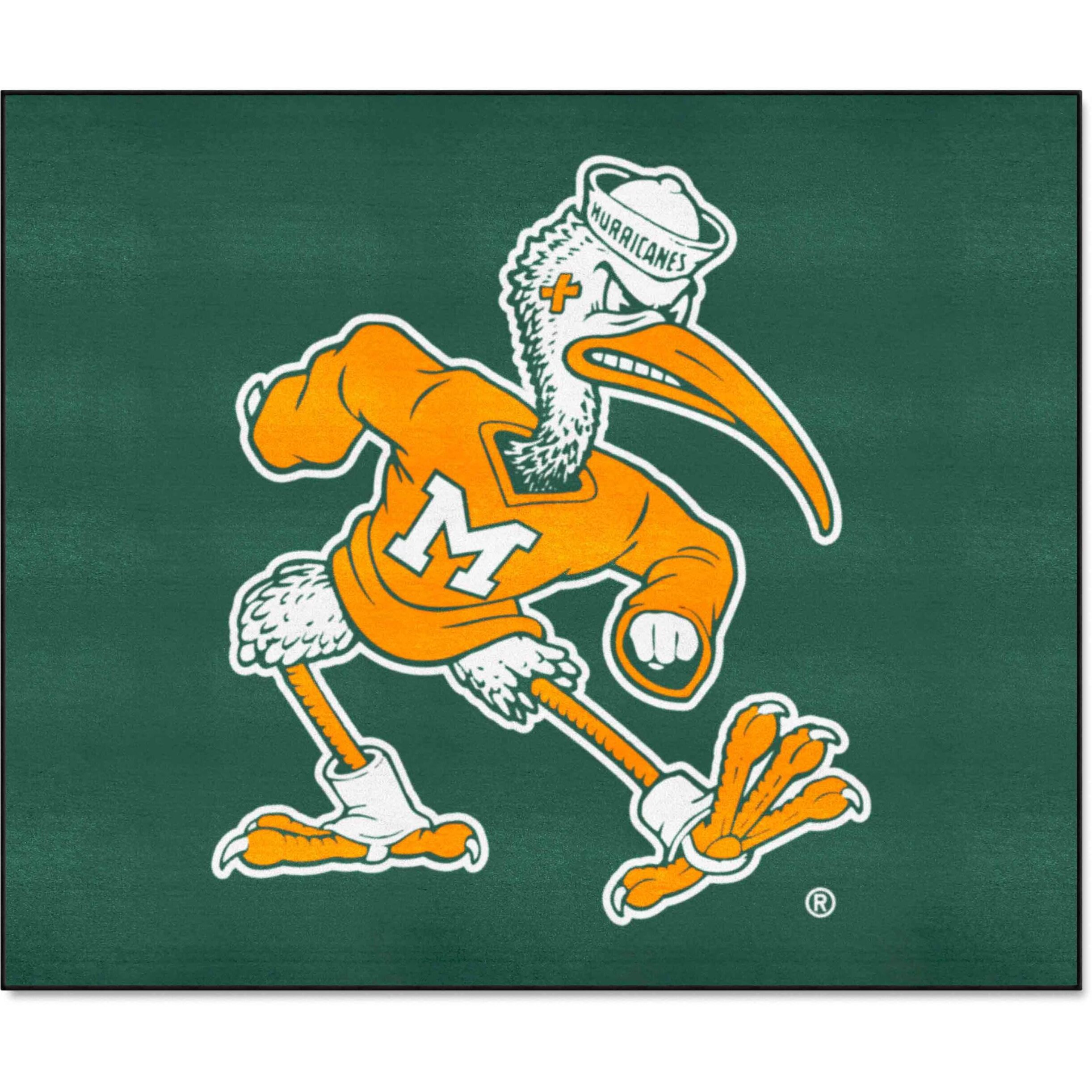 FANMATS 5065 Miami Hurricanes Tailgater Rug - 5ft. x 6ft. Sports Fan Area Rug, Home Decor Rug and Tailgating Mat -  Sebastian the Ibis  Logo, Black