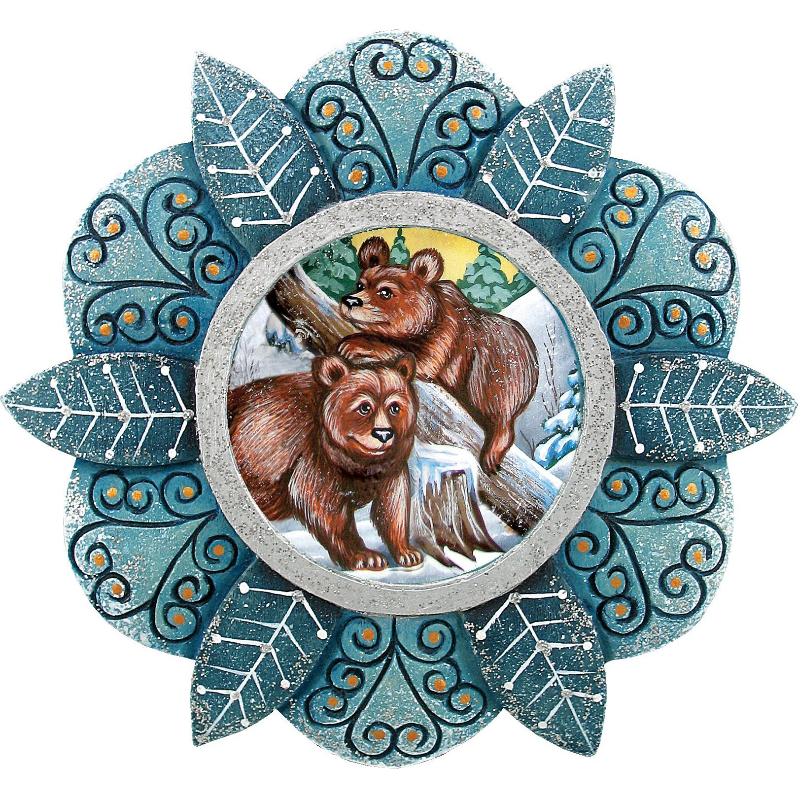 G. Debrekht Pair of Bears Snowflake Ornament, 3-1/2-Inch Tall, Includes String for Hanging