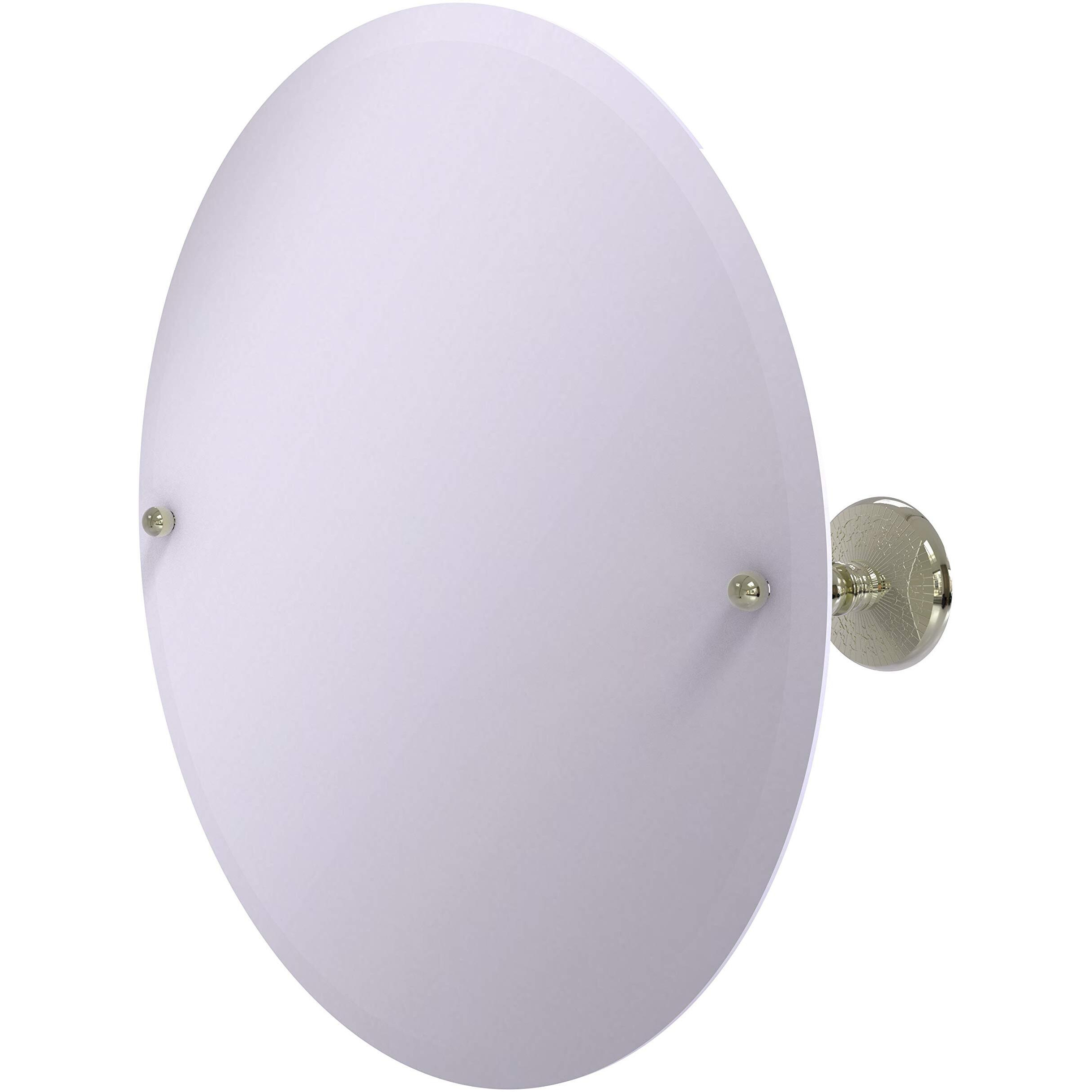 Allied Brass PMC-90 Frameless Round Tilt Beveled Edge Wall Mirror, Polished Nickel