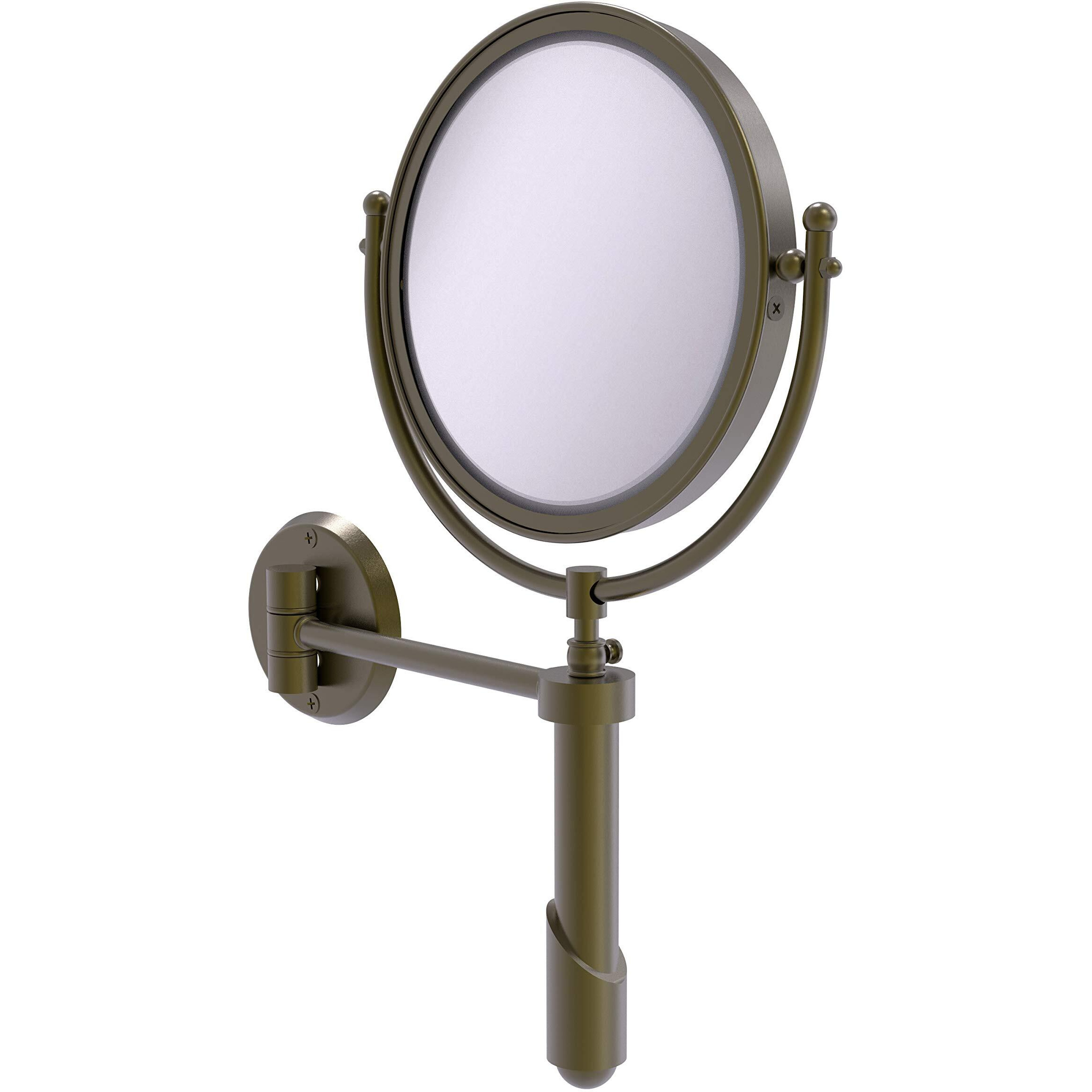 Allied Brass SHM-8/4X Soho Collection Wall Mounted 8 Inch Diameter ith 4X Magnification Make-Up Mirror, Antique Brass