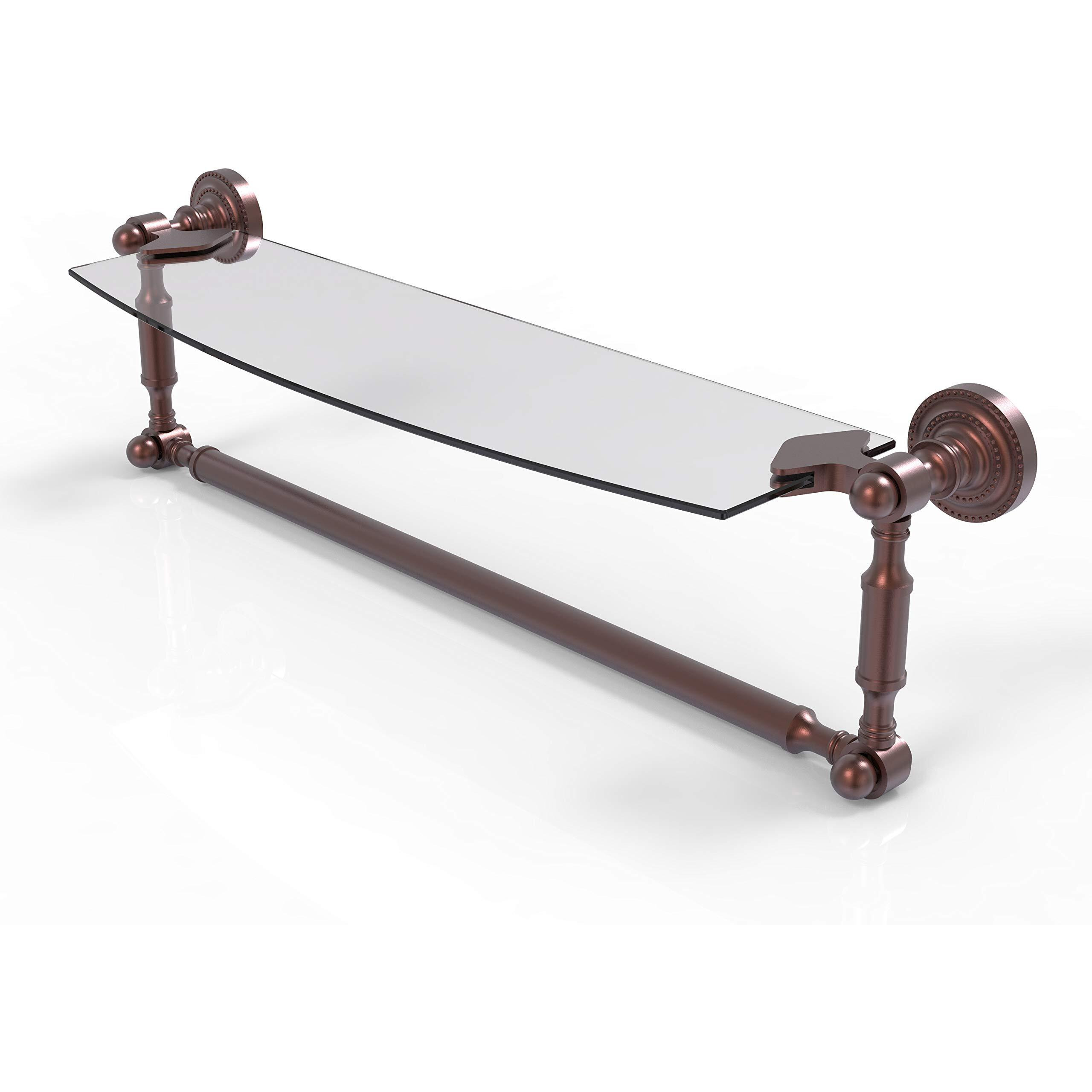 Allied Brass DT-33TB/18-CA Glass Shelf with Towel Bar, 18-Inch x 5-Inch, Antique Copper