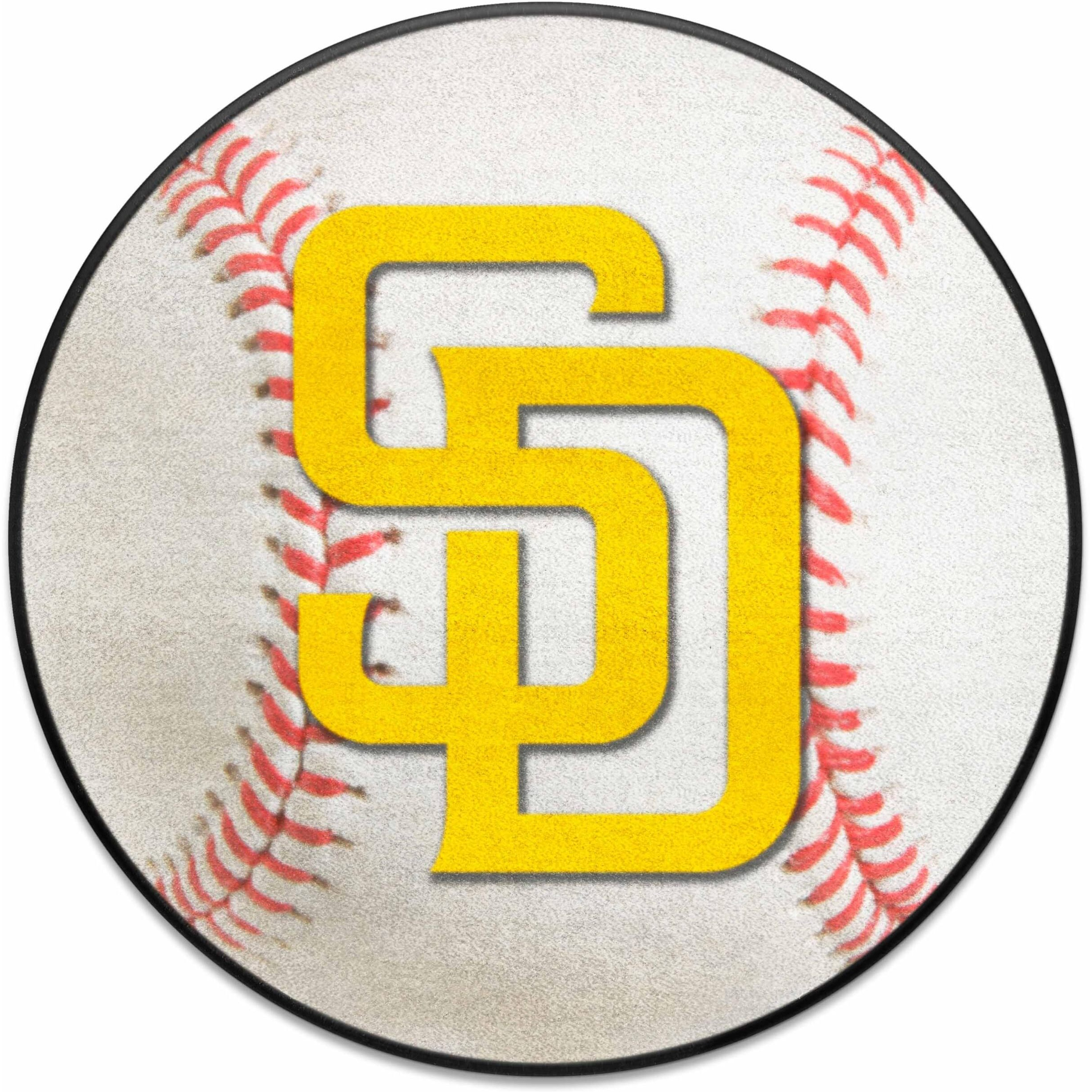 FANMATS 6532 San Diego Padres Baseball Shaped Accent Rug - 27in. Diameter - SD Primary Logo