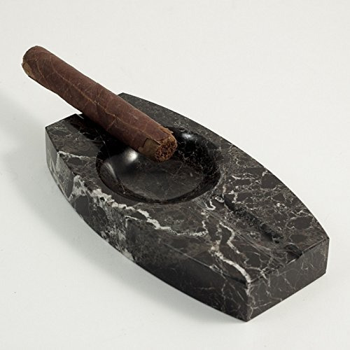 Bey-Berk Oval Natural Marble To Cigar Ashtray, One Size, Grey